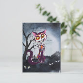 Day of the Dead Sugar Skull Cat  Postcard (Standing Front)