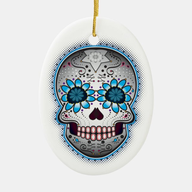 Day Of The Dead Sugar Skull Ceramic Ornament (Front)