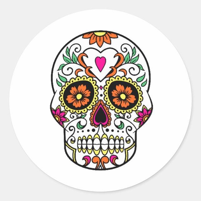Day of the Dead Sugar Skull Classic Round Sticker (Front)