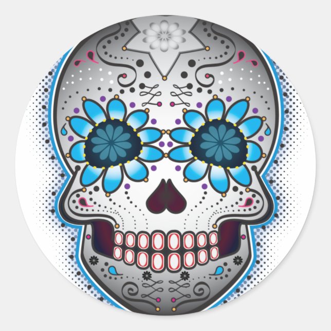 Day Of The Dead Sugar Skull Classic Round Sticker (Front)