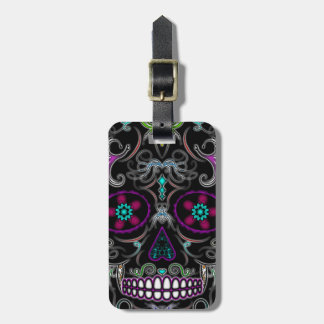 Day of the Dead Sugar Skull - Colourfully Black Luggage Tag
