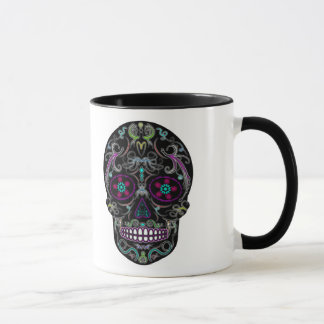 Day of the Dead Sugar Skull - Colourfully Black Mug