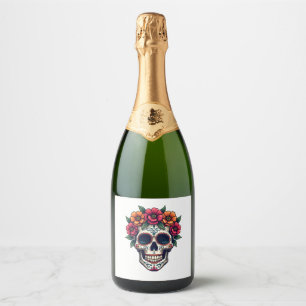 Day of the Dead Sugar Skull � Dia de los Muertos S Sparkling Wine Label