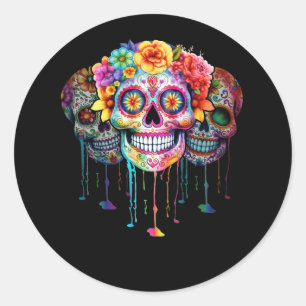 Day Of The Dead Sugar Skull Dia De Los Muertos Tie Classic Round Sticker