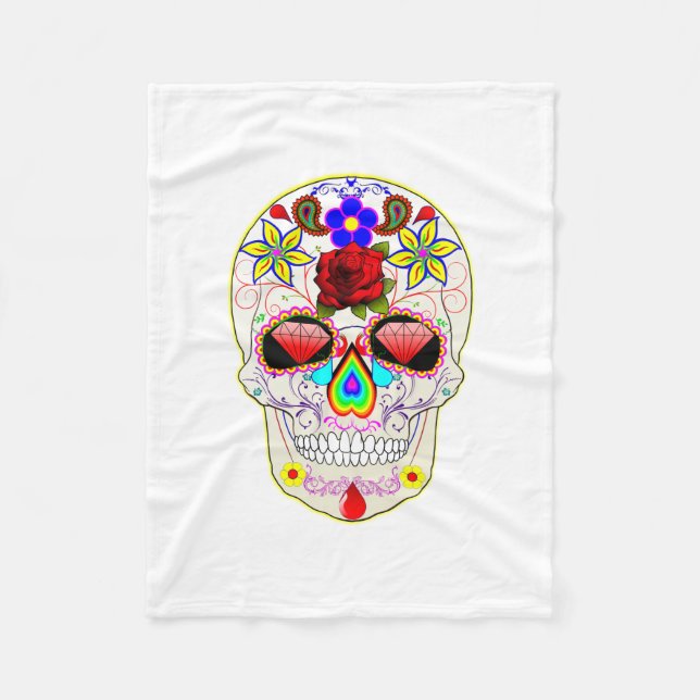 Day of the Dead Sugar Skull Fleece Blanket (Front)