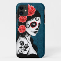 Day of the Dead Sugar Skull Girl - blue