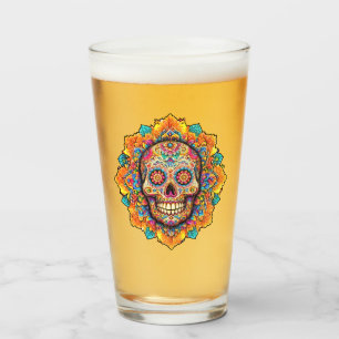 Day of the Dead Sugar Skull Glass