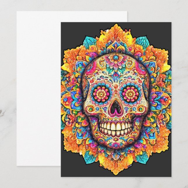 Day of the Dead Sugar Skull Invitation (Front/Back)