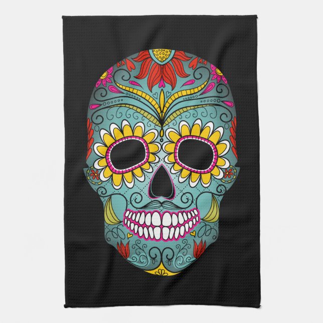 Day of the Dead Sugar Skull Kitchen Towel (Vertical)