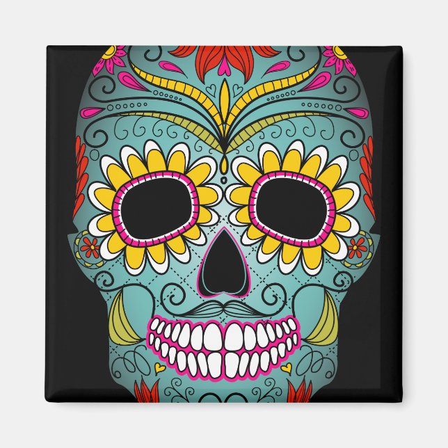Day of the Dead Sugar Skull Magnet (Front)