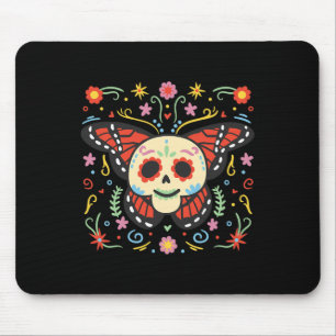 Day Of The Dead Sugar Skull Monarch Butterfly Día  Mouse Pad