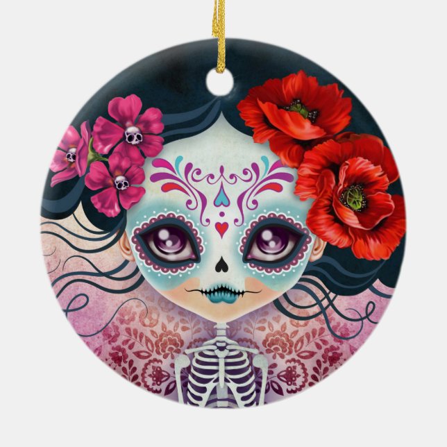 Day of the Dead Sugar Skull Ornament (Back)