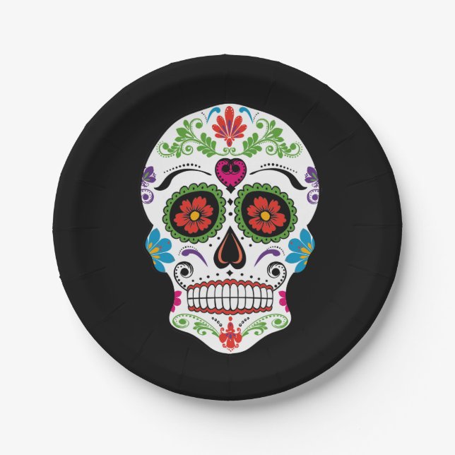 DAY OF THE DEAD SUGAR SKULL PAPER PLATE (Front)