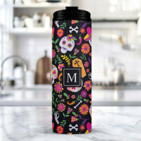 Day Of The Dead Sugar Skull Pattern Monogram