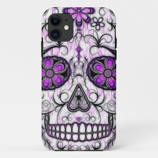 Day of the Dead Sugar Skull - Pink & Purple 1.0 Case-Mate iPhone Case (Back)