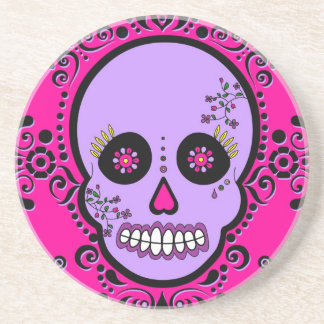Day of the Dead Sugar Skull - Purple and Pink Coaster