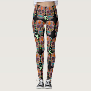 Day of the Dead Sugar Skull Rosary Leggings