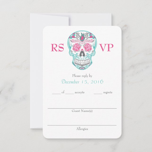 Day of the Dead Sugar Skull RSVP cards 3.5" x 5" (Front)