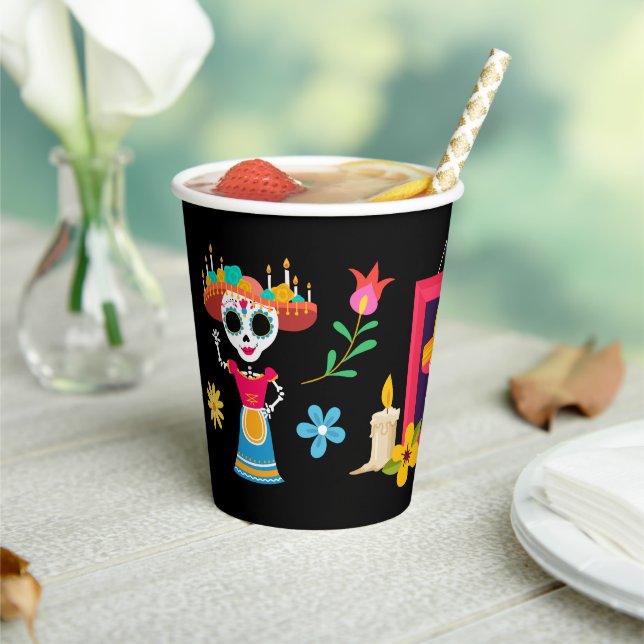 Day of The Dead Sugar Skull Skeletons Paper Cups (Insitu)