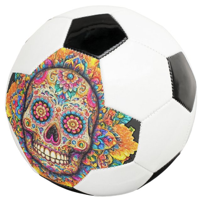 Day of the Dead Sugar Skull Soccer Ball (Three Quarter)