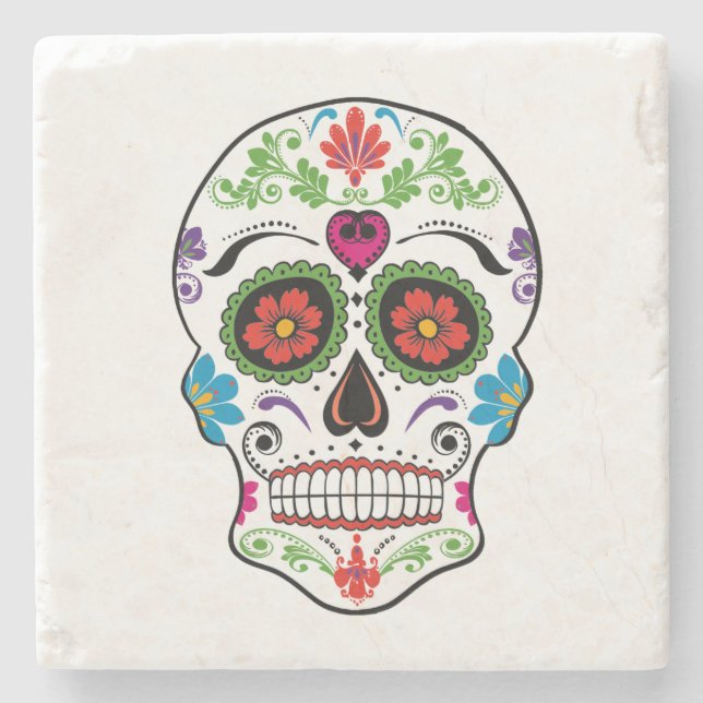 DAY OF THE DEAD SUGAR SKULL STONE COASTER (Front)
