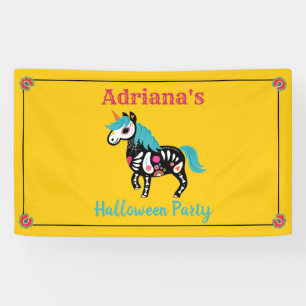 Day of the Dead Sugar Skull Unicorn Banner