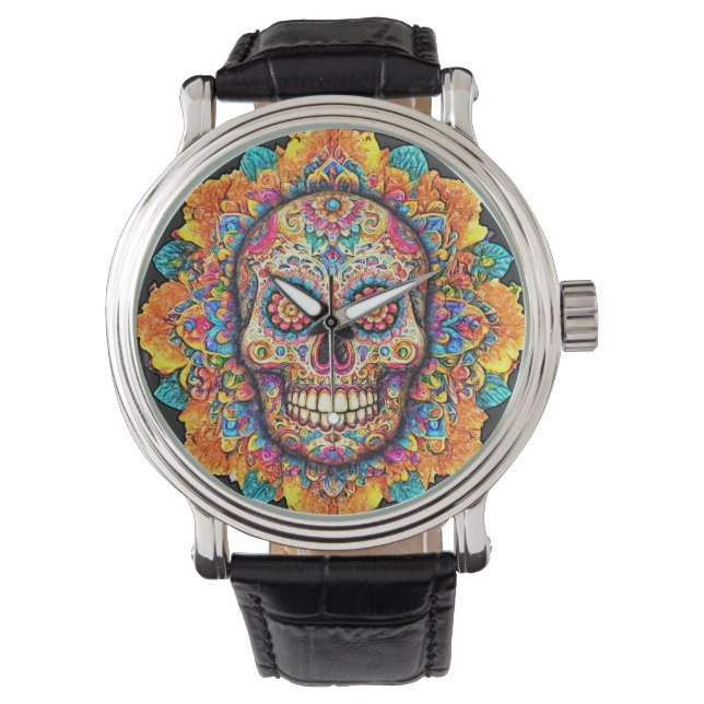 Day of the Dead Sugar Skull Watch (Front)