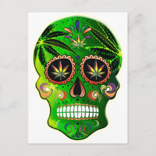 Day of the Dead Sugar Skull weed Shirt Postcard