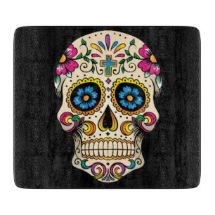 Day of the Dead Sugar Skull with Cross Cutting Board