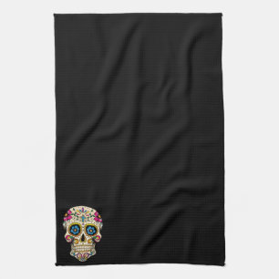 Day of the Dead Sugar Skull with Cross Kitchen Towel