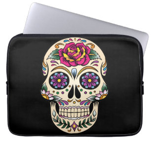 Day of the Dead Sugar Skull with Rose Laptop Sleeve