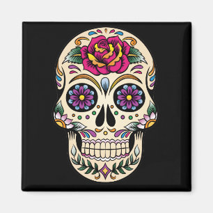 Day of the Dead Sugar Skull with Rose Magnet