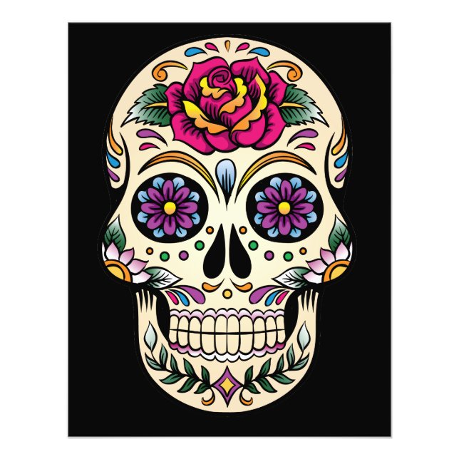 Day of the Dead Sugar Skull with Rose Photo Print (Front)
