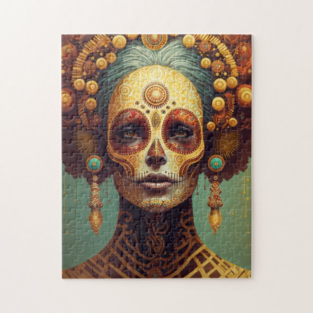 Day Of The Dead Sugar Skull Woman Jigsaw Puzzle (Vertical)