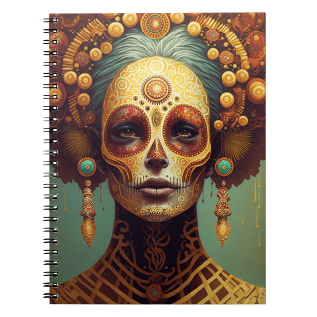 Day Of The Dead Sugar Skull Woman Notebook (Front)