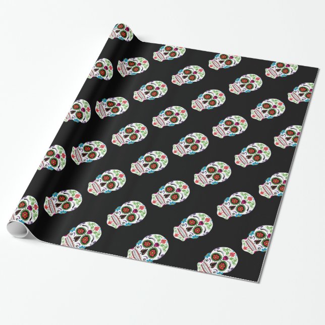 DAY OF THE DEAD SUGAR SKULL WRAPPING PAPER (Unrolled)