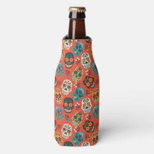 Day of the Dead Sugar Skulls, orange Bottle Cooler