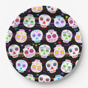 Day of the Dead Sugar Skulls Paper Plate