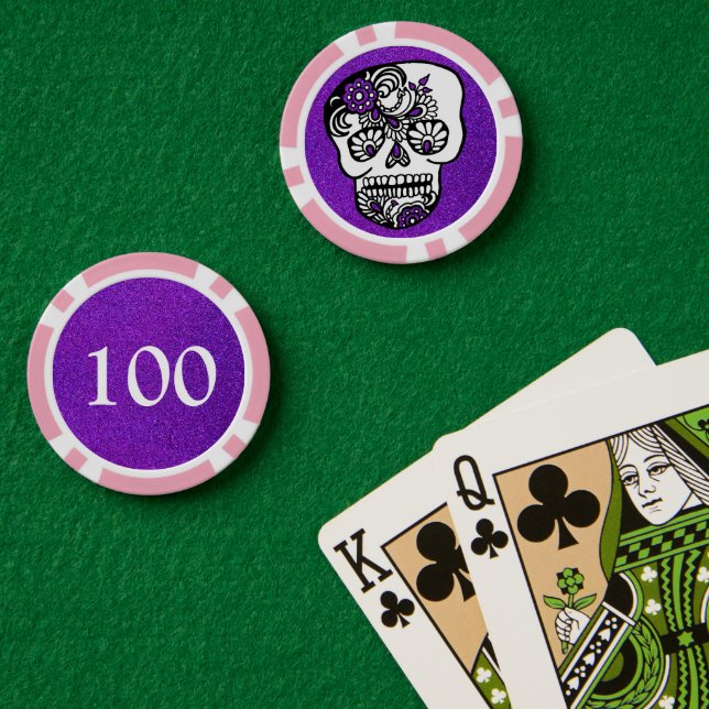 Day of the Dead Sugar Skulls Professional Glitter  Poker Chips (Poker Table (Double))