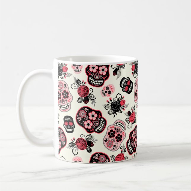 Day of the Dead Sugar Skulls, white Coffee Mug (Left)