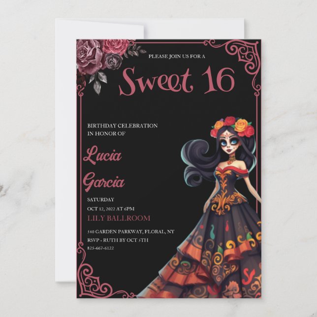 Day of the Dead Sweet 16 invitation (Front)