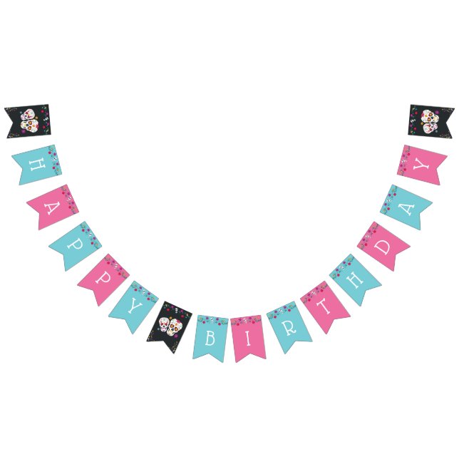 Day of the Dead Theme Birthday Party Bunting Flags (All)