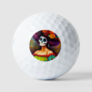 Day of the Dead Woman (4) Golf Balls