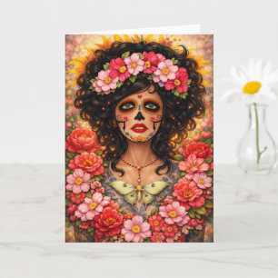 Day of the Dead Woman Portrait • Día de los Muerto Card