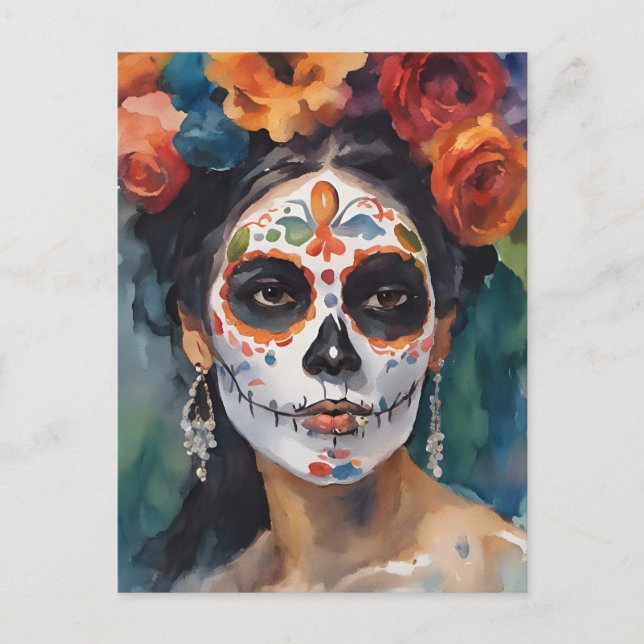 Day of the Dead Woman Postcard (Front)