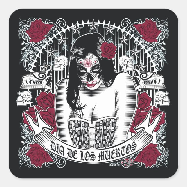 Day of the dead woman sticker richard legarreta (Front)