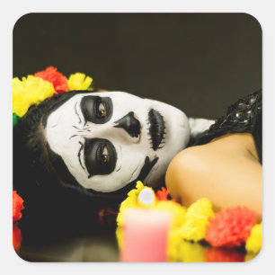 DAY OF THE DEAD WOMEN SQUARE STICKER