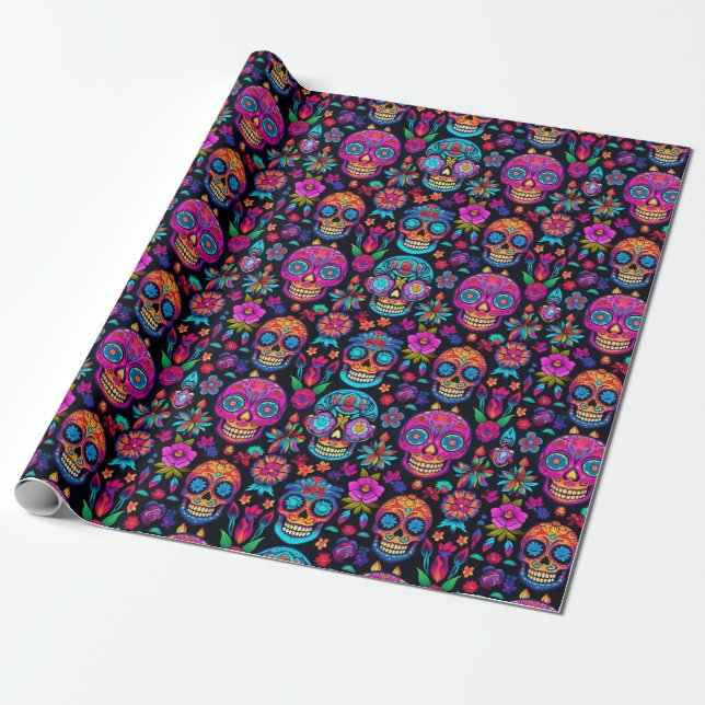 Day of the Dead Wrapping Paper (Unrolled)