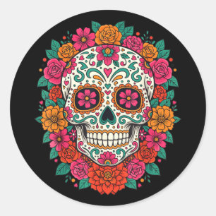 Day Of The Government Agencyd Sugar Skull Floral Classic Round Sticker