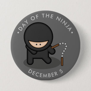 Day of the Ninja, cartoon nunchucks 3 Inch Round Button